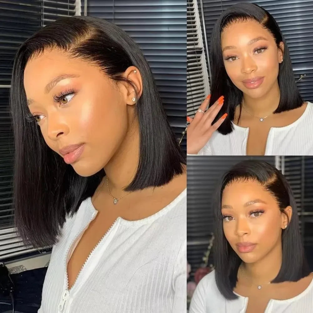4x4 5x5 HD Lace Frontal Glueless Bob Wig Human Hair 10 Inch Straight Human Hair Wig Pre Plucked HD Short Bob Lace Front Wig 13x4