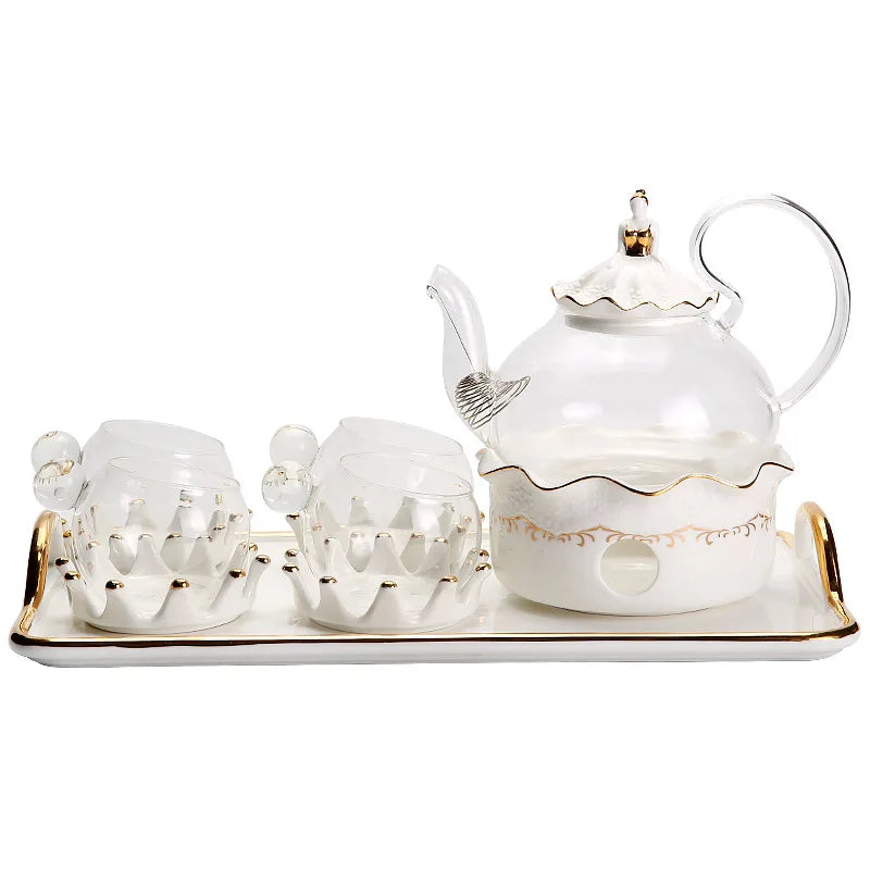Nordic Afternoon Tea Set Flower Tea Cup Set Boiled Fruit Teapot Candle Heated Teapot Home Gifr