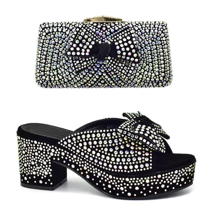 New Arrival Shoes and Bags Set for Women 2025 Women Shoe and Bag Set Decorated with Rhinestone Elegant Woman Heeled Pumps