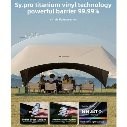 Outdoor camping blackout hexagonal canopy tent instant pop-up sunshade with table and chairs easy to set up for lazy campers