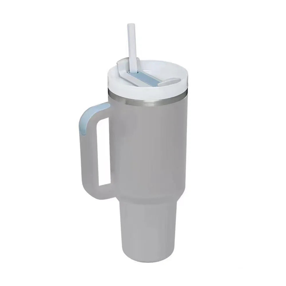 40oz Tumbler with Handle Straw and Silicone Boom Stainless Steel Vacuum Thermos Cup Large Capacity Travel Car Coffee Mug Logo