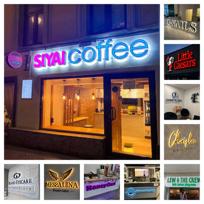 Custom Metal illuminated Backlit Sign 3D Letters For Business Logo Salon Storefront Office Outdoor Trade Show Metal Backlit Sign