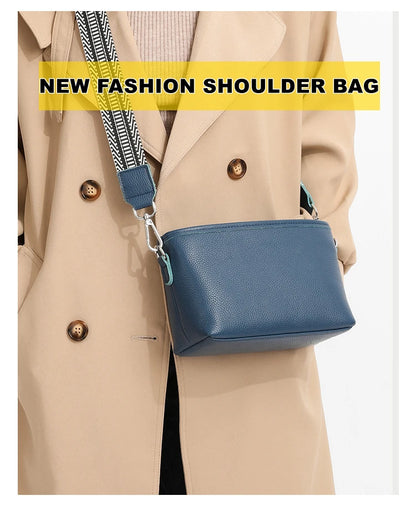 100% Genuine Leather Shoulder Bag for Women Solid Purse Luxury Cowhide Crossbody Bags Female Fashion Handbag Hobos Tote Bag