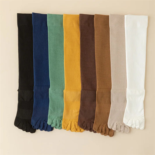 New Women Knee High Toe Socks Soft Lady Girls Breathable Comfortable Solid Color Cute Long Sock For Women
