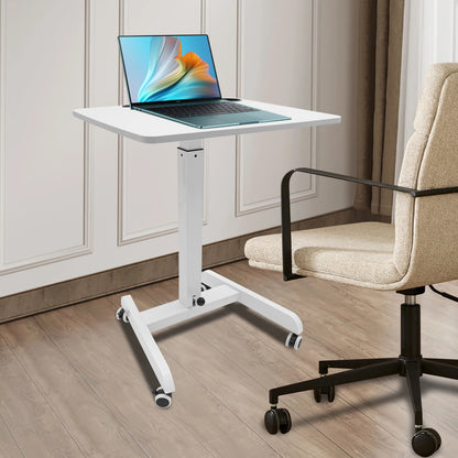 20.5*23.6*44.2in Standing Foot Pedal Lifting Table, Mobile Standing Table, Portable Podium with Wheels - White