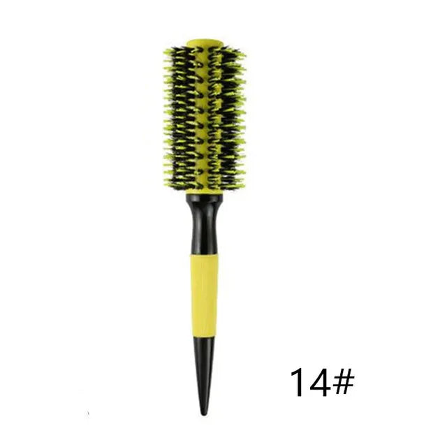 Barbershop Rolling Comb Round Hair Comb Nylon Bristle Aluminum Tube Ion Hair Brush Home Barbershop Styling Tools