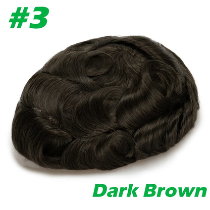Men Toupee 0.06mm Thin Skin Natural Hairline Men's Capillary Prothesis Toupee Men Wigs Male Wig Hair System 100% Human Hair