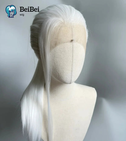 White Lace Front Wig for Women 26Inch Long Straight Synthetic Lace Wigs Heat Resistant Fibers for Cosplay Party Natural Hairline