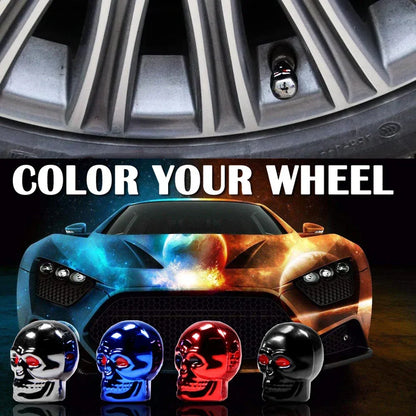 4Pcs Skull Valve Stem Caps Funny Air Caps Cover, Universal Truck Motorcycle Bike Car Tires Valve Stem Caps