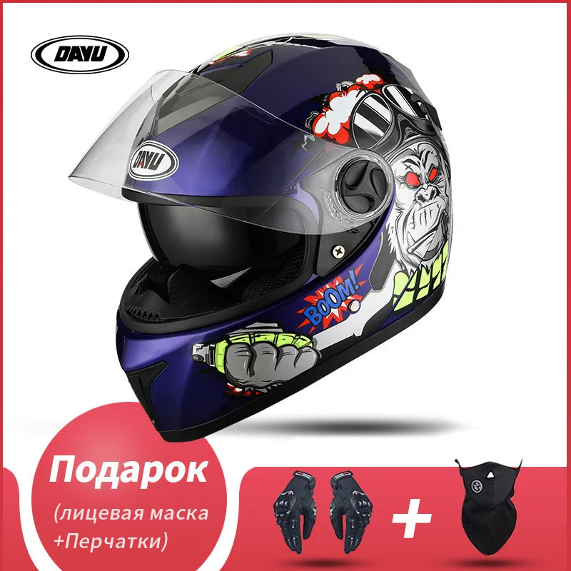 Motorbike Helmet  For Adults Motocross Helmets Casco Motorbike Helmet Full Face  Modular Dual Lens Double Visors