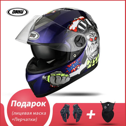Motorbike Helmet  For Adults Motocross Helmets Casco Motorbike Helmet Full Face  Modular Dual Lens Double Visors