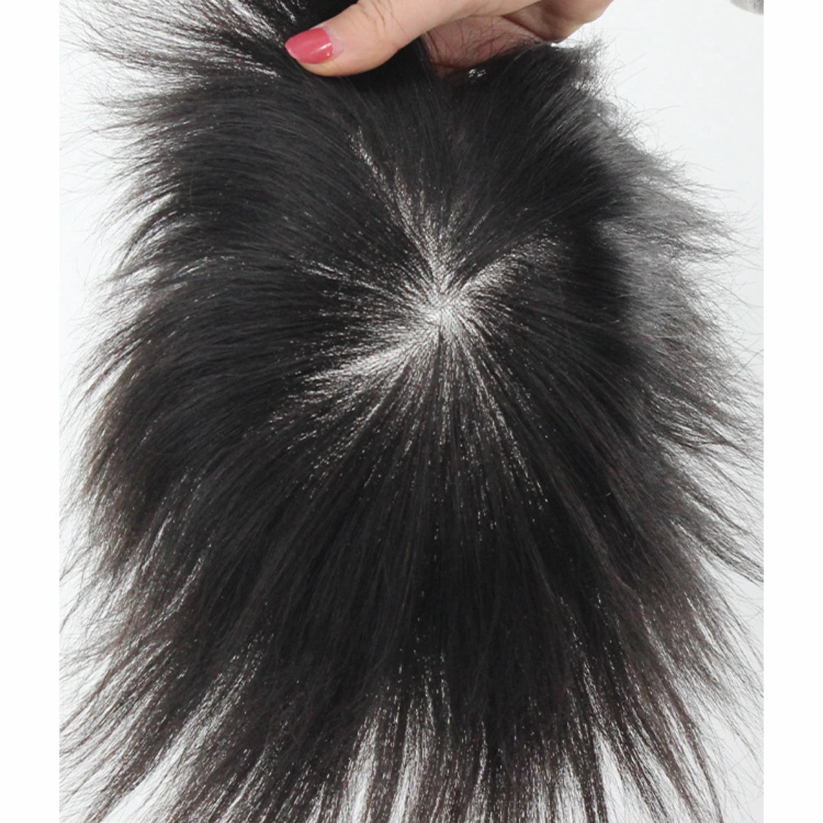 Men Toupee 100% Human Hair Mono Base 6 Inch Length PU Perimeter Lace Interior With Clips Fully Ventilated Natural Black Wig