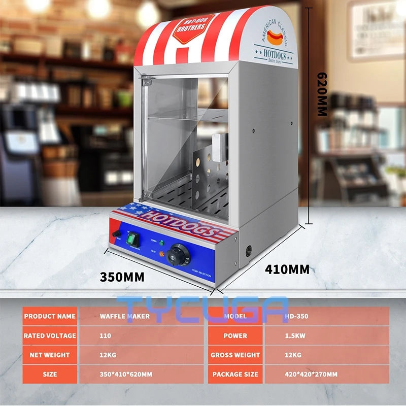 Commercial Hot Dog Warmer Cabinet Stainless Steel Display Heater Food Warming Showcase With Temperature Control For Outdoor Use