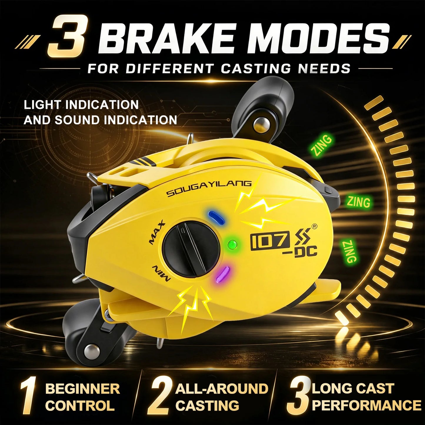 Sougayilang iDC Smart Brake Dropshot Baitcasting Reel 7.1:1 Gear Ratio Anti-Exploding Line Fishing Reel Max Drag 15kg Saltwater