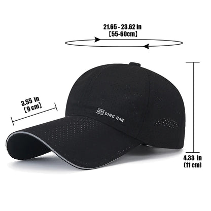 Extended Brim Summer Breathable Perforated Quick-Drying Adjustable Baseball Cap Sun Hat Trucker Caps Dad Hats
