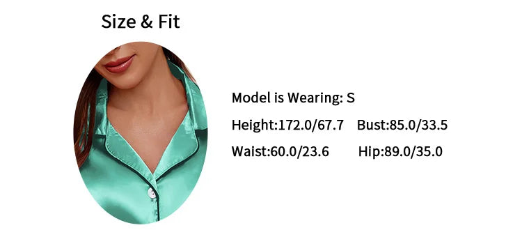 Women's Satin Pajama Set Summer Sleepwear Loungewear Short Sleeve Lapel Top & Shorts Pyjamas Button Home Clothes Pajamas Pjs Set