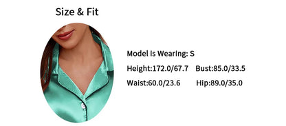 Women's Satin Pajama Set Summer Sleepwear Loungewear Short Sleeve Lapel Top & Shorts Pyjamas Button Home Clothes Pajamas Pjs Set