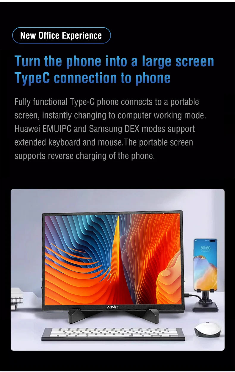 Anmite 10.5-Inch Portable Monitor 1280P HDR 15:10 Low Blue Light For XBox PS4 / 5 Switch Cell Phone PC Loptop Extension