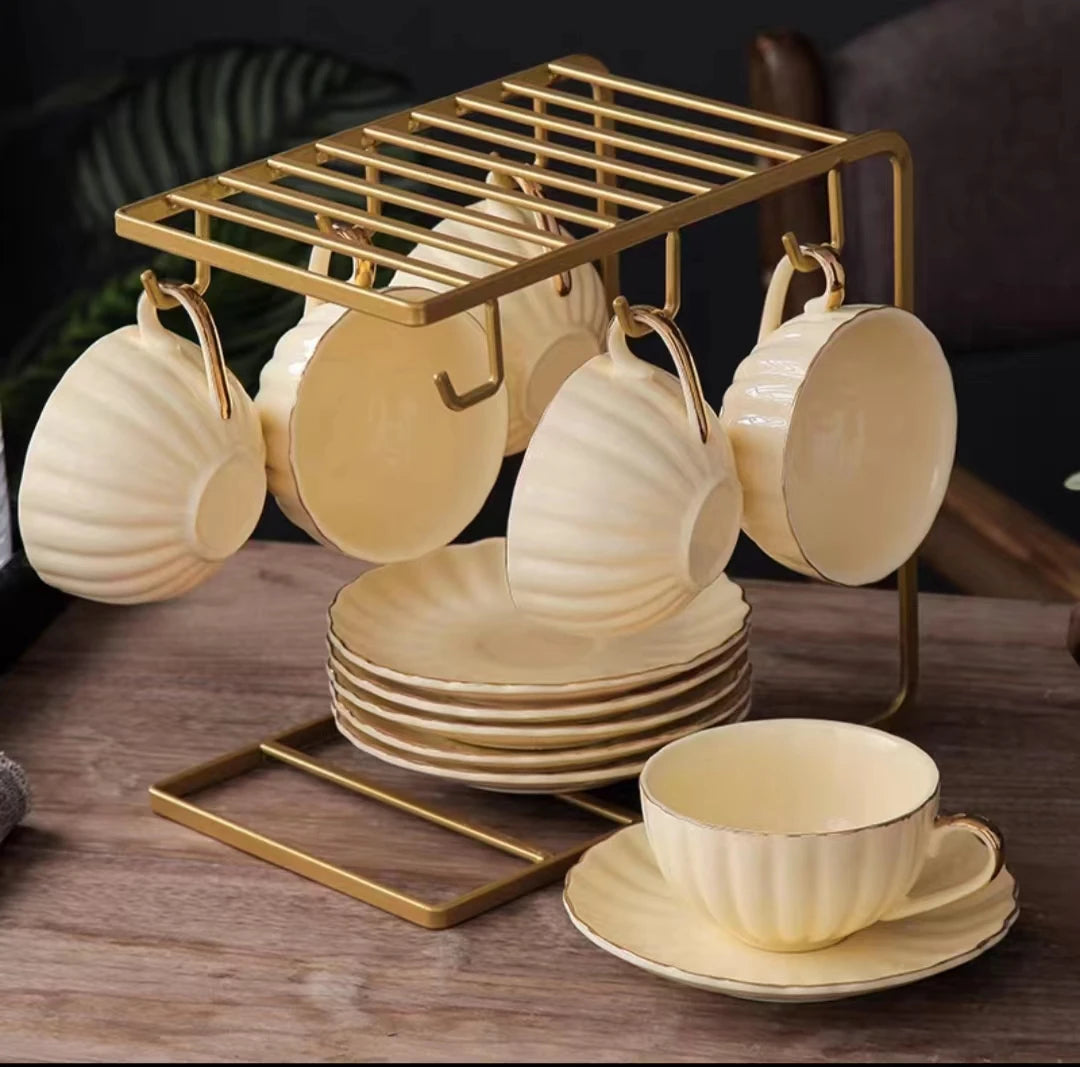 British Handle Ceramic Glass Teapot With Candle Heating Base Set European Porcelain Coffee Pot Afternoon Tea Home Decoration
