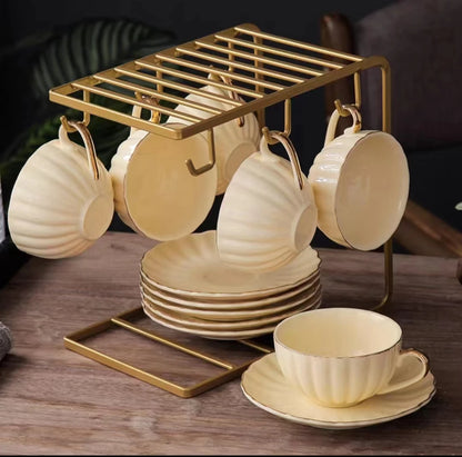 British Handle Ceramic Glass Teapot With Candle Heating Base Set European Porcelain Coffee Pot Afternoon Tea Home Decoration