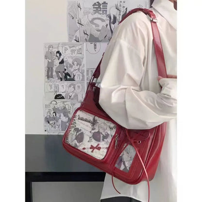 SS Y2k Harajuku Shoulder Bag Women Korean Transparent Ita Bag School Crossbody Bag Female Japanese Designer Preppy Handbag Purse