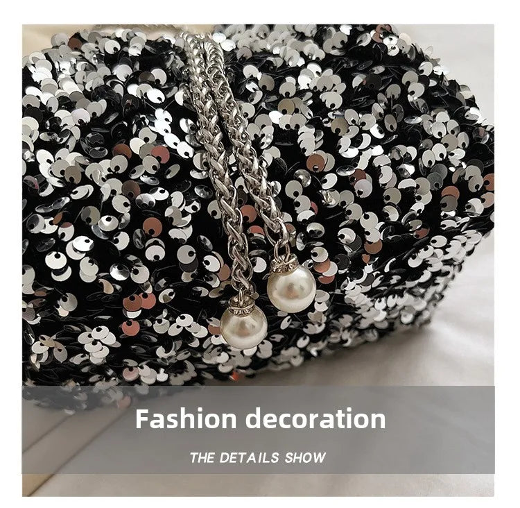Good-looking Personality Sequin Women's New Korean Bucket Bag Bright Eyes Style Fashion Crossbody Dinner Single Shoulder Bags