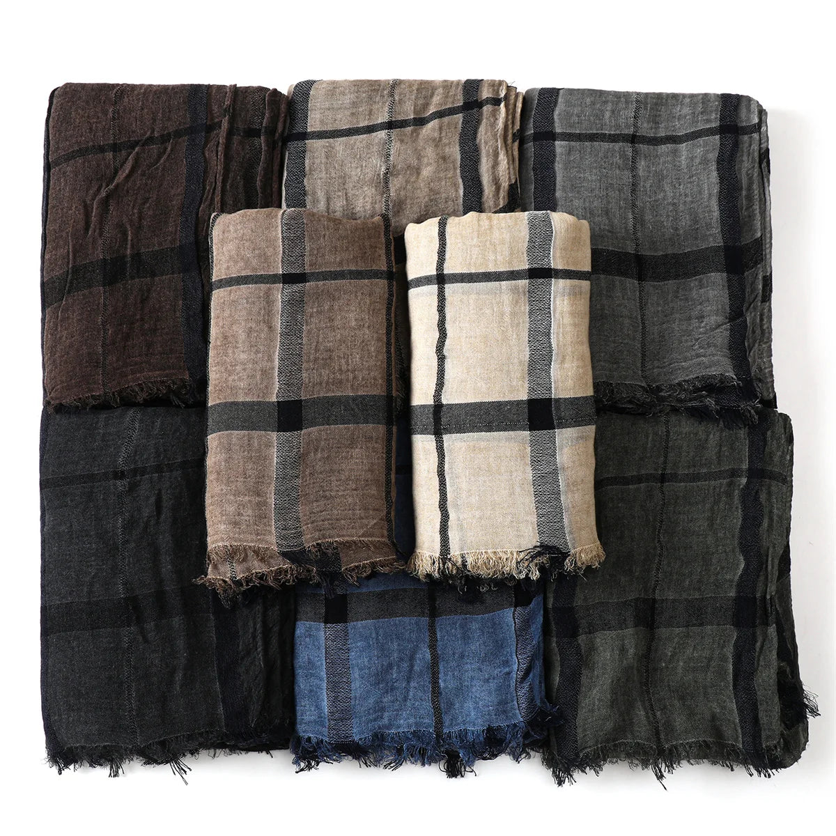 Fashion Plaid Cotton Linen Men Scarves Autumn Winter Warm Men's Scarf Short Tassel Bufanda Male Accessories Pashmina Shawl
