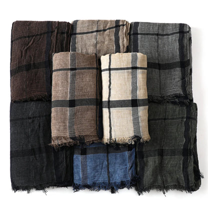 Fashion Plaid Cotton Linen Men Scarves Autumn Winter Warm Men's Scarf Short Tassel Bufanda Male Accessories Pashmina Shawl