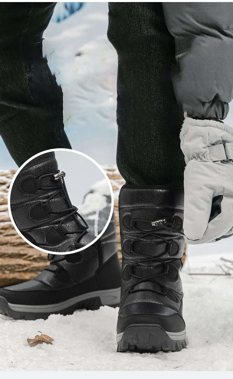 New Warm Plush Women's Snow Boots Fashion Outdoor Women Boots Platform Anti-Slip Hiking Boots Waterproof Winter Warm Ankle Boots