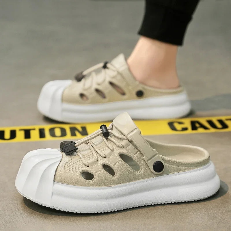 Fashion Men Sandals Summer Half Slippers Outdoor Women Beach Shoes Couple Walking Sneakers Comfortable Breathable Casual Shoes