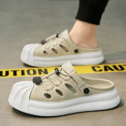 Fashion Men Sandals Summer Half Slippers Outdoor Women Beach Shoes Couple Walking Sneakers Comfortable Breathable Casual Shoes