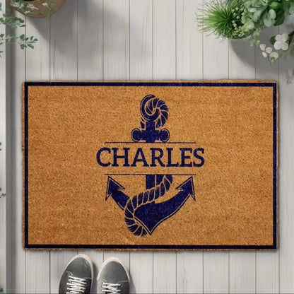 Personalized Anchor With Name Doormat Custom Family Name Welcome Mat Nautical Door Mats Boat Owner Floor Outdoor Bathroom Rugs
