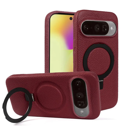Magnet Ring Stand Phone Case For Google Pixel 10 Pro 9Pro 8A 7Pro 6pro 5A Cover Genuine Leather Case Magnetic Back Cover Cases