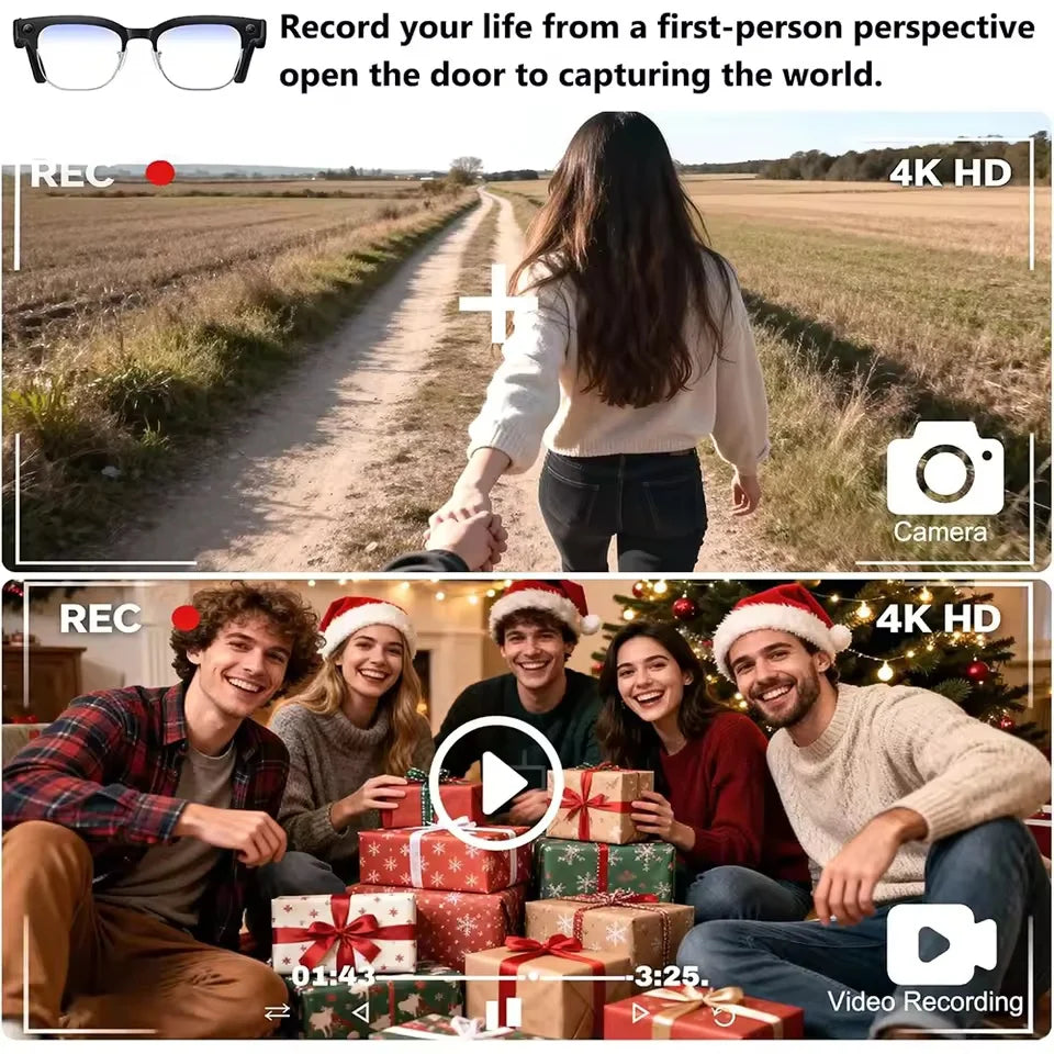 2026New 800W Pixel Camera Smart Glasses Men Video Recording AI Photo Recognition Bluetooth Call Voice Translation Sunglasses Man