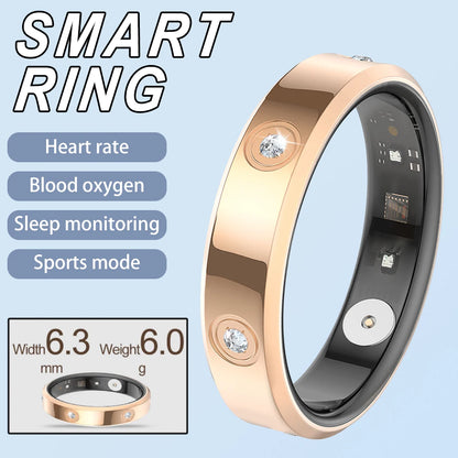 2025 Smart Ring Women Men Super narrow 6.3mm Heart Rate Health Stress measurement Monitor IP68 Waterproof Fashion Sports Rings