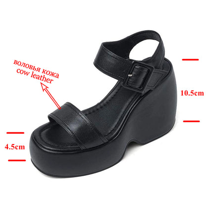 Krazing Pot 2026 Comfort Sheepskin Superstar High Thick Bottom Summer Shoes Casual Slingback Luxury Brand Platform Women Sandals