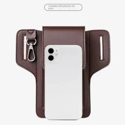 2024 Fashion New Men's Belt Leather Case Vertical Multifunctional Portable Phone Waistpack Card Bag Can Be Keyed Pu Leather Gift