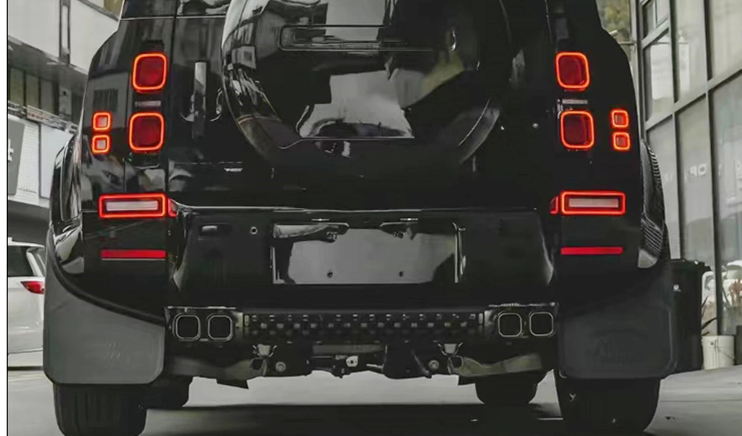 For Land Rover Defender 90 110 130 3.0L 2020-2025 Rear Bumper Lower Guard Plate Grille Mesh Cover Panel+Muffler Tip Exhaust Pipe