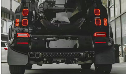 For Land Rover Defender 90 110 130 3.0L 2020-2025 Rear Bumper Lower Guard Plate Grille Mesh Cover Panel+Muffler Tip Exhaust Pipe