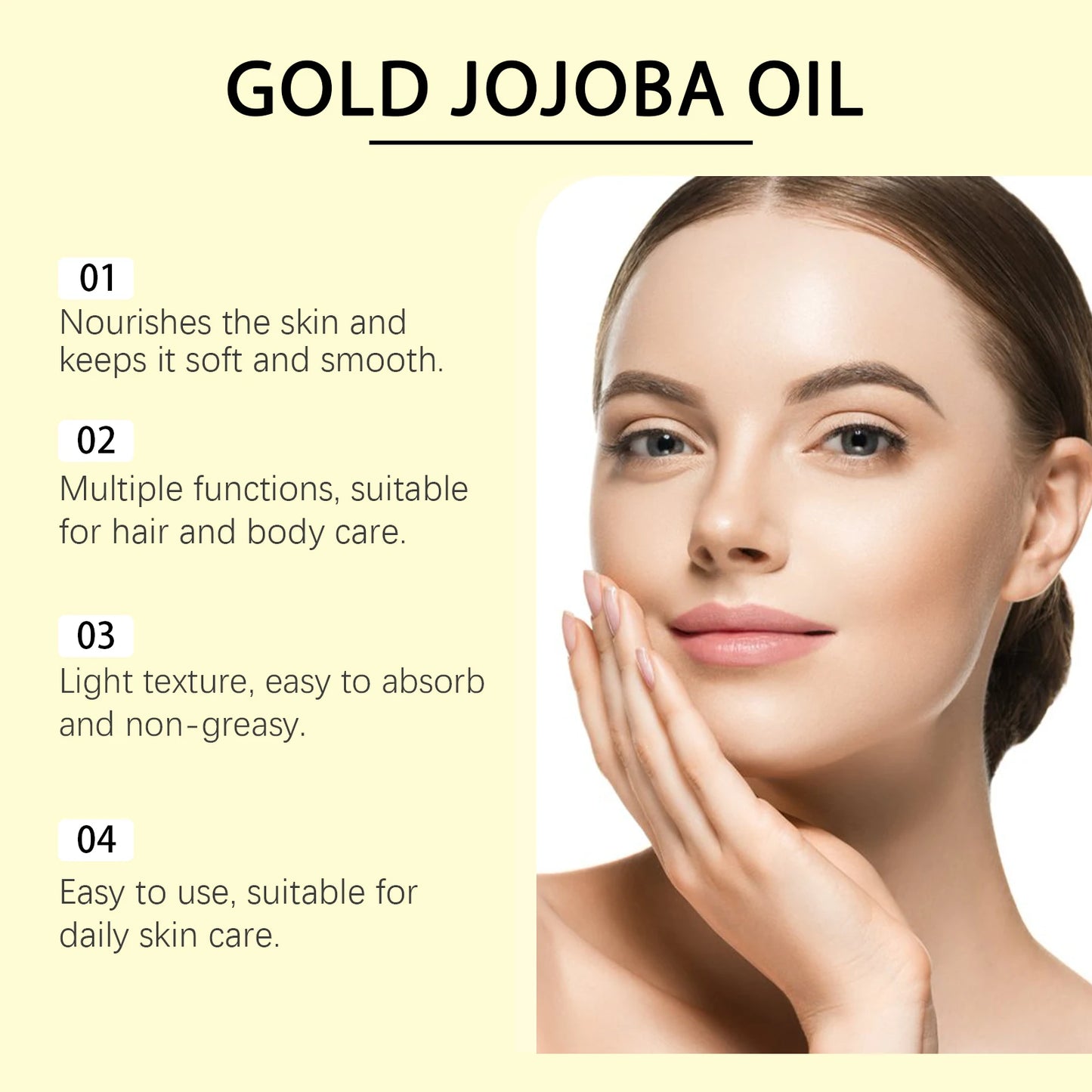 Organic Jojoba Oil for Hair Growth Products Strengthening Hair Smoothing Cold-Pressed Vitamin C Jojoba Oil for Face Moisturizer
