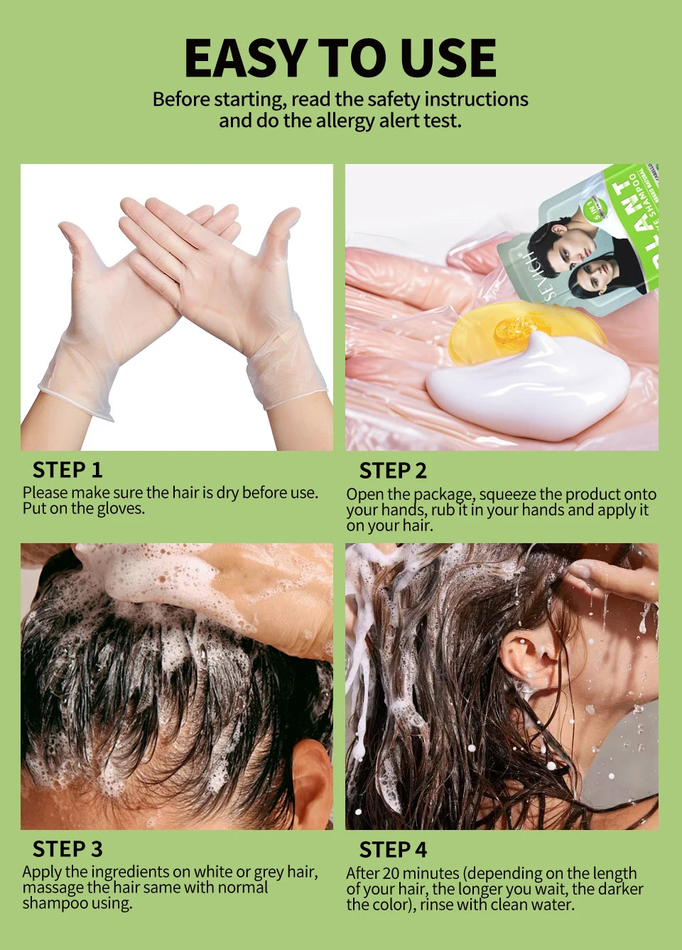 Pure Natural Herbal Black Hair Dye Shampoo for Women&Men 5 In 1 Bubble Plant Hair Color Shampoofor Gray Hair Non-irritating