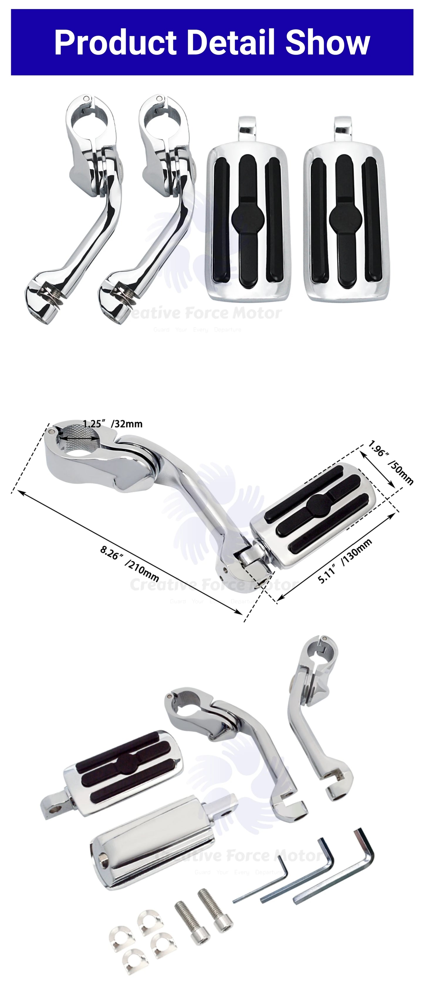 Motorcycle 1 1/4" Highway Footrest Engine Guard Mount Footpegs For Harley Road King Sportster 1200 Iron 883 Electra Street Glide