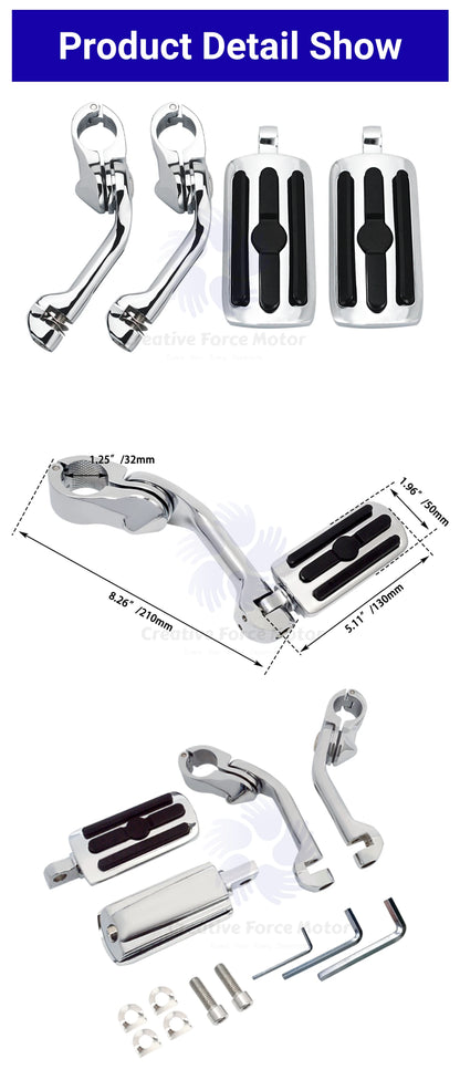 Motorcycle 1 1/4" Highway Footrest Engine Guard Mount Footpegs For Harley Road King Sportster 1200 Iron 883 Electra Street Glide