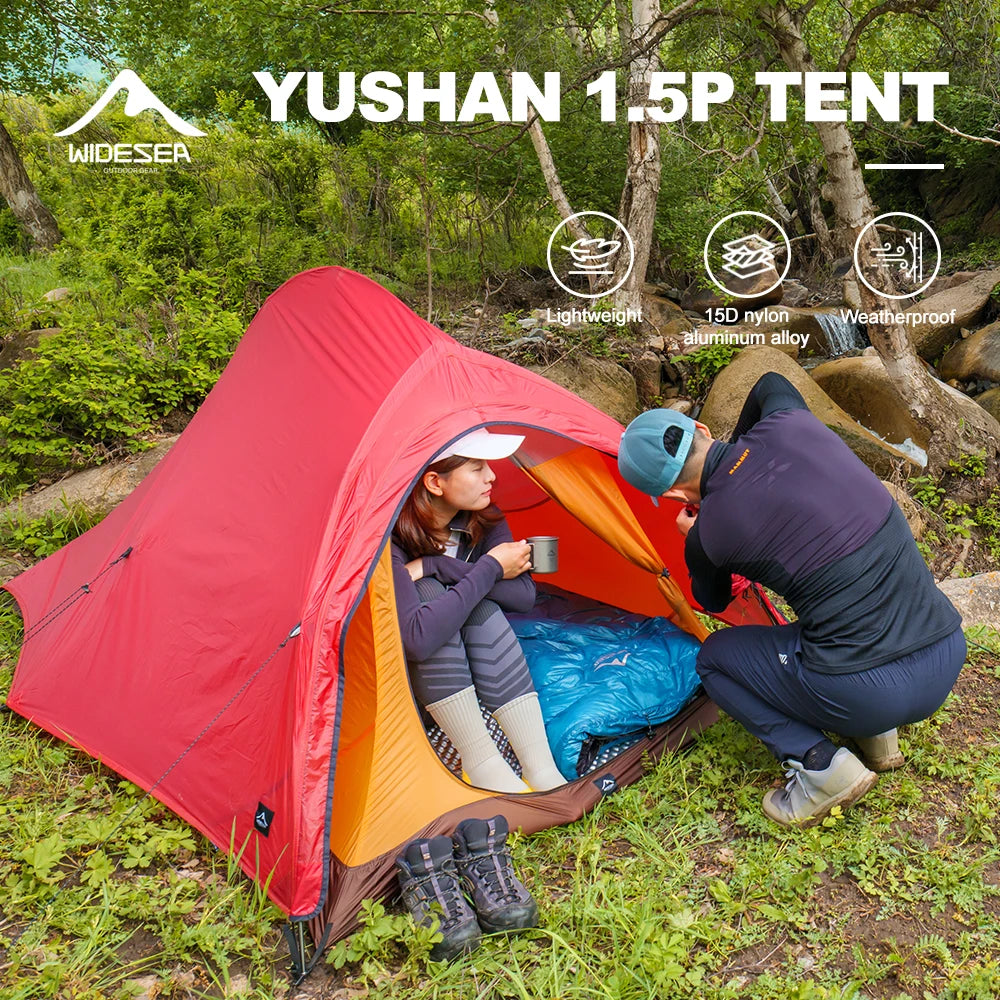 WIDESEA Outdoor Camping 1.5 person Double-Layer Fish Spine tent 15D Nylon Silicone-Coated  Lightweight for Hiking & camping