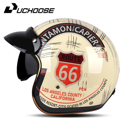 DOT Open Face Casco Moto Motorcycle Accessories Men Moto Helmets Certificated Retro Motorcycle Helmet Cafe Racer