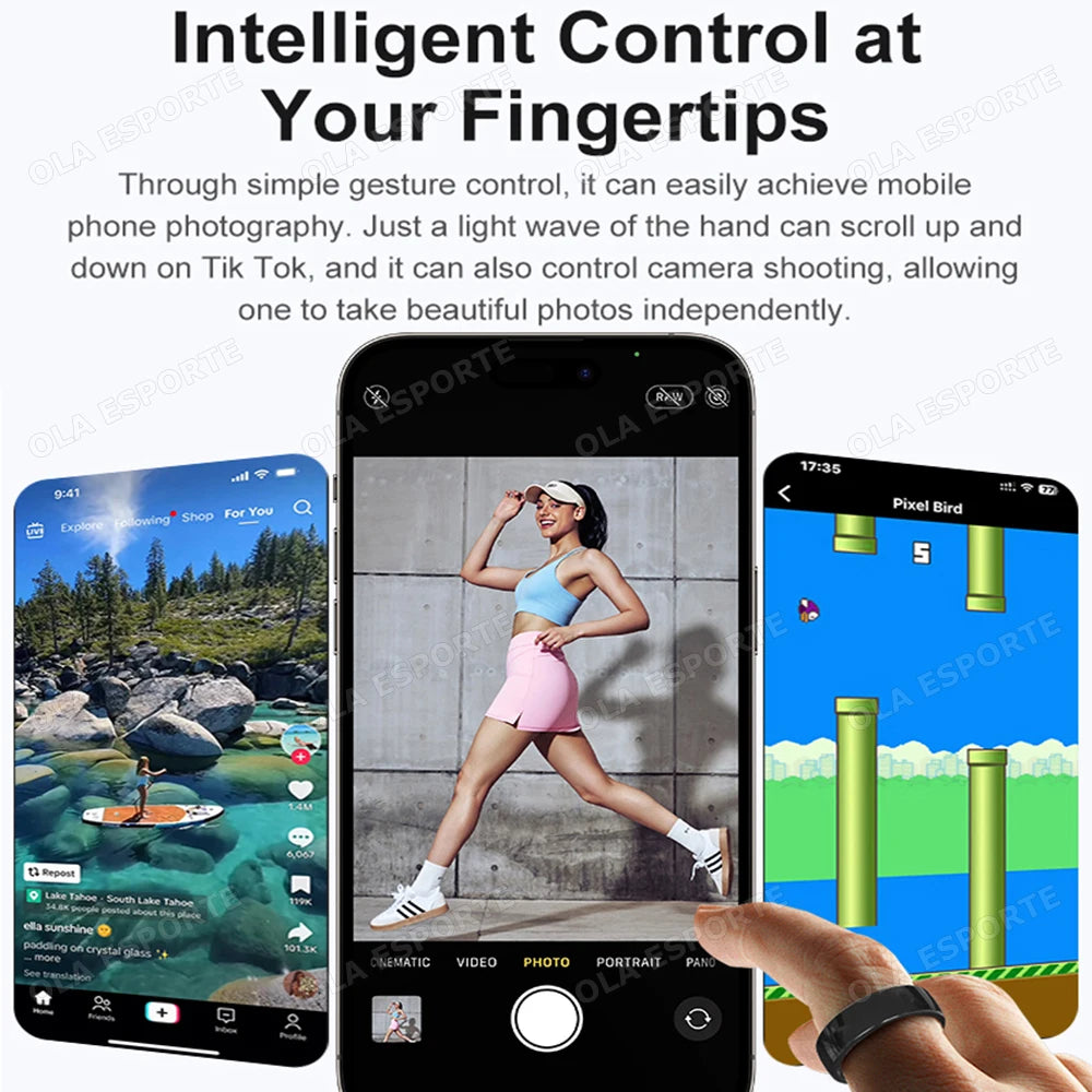 Smart Couple Ring Bluetooth Connection Multiple Sports Modes Pedometer Fitness Rings Heart Rate Sleep Monitoring 5ATM Waterproof