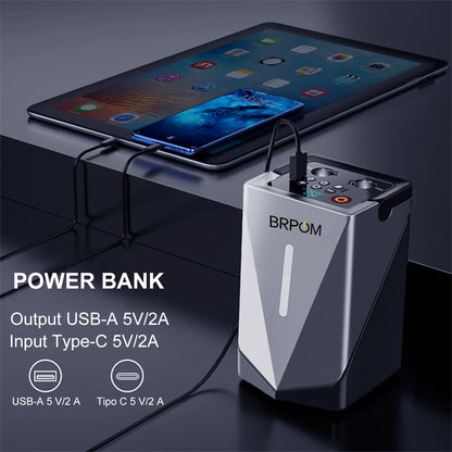 12000mAh 6-in-1 Auto Jump Starter Air Compressor Air Blower - Intelligent Clamps for Car Tire Inflation & Emergency Start