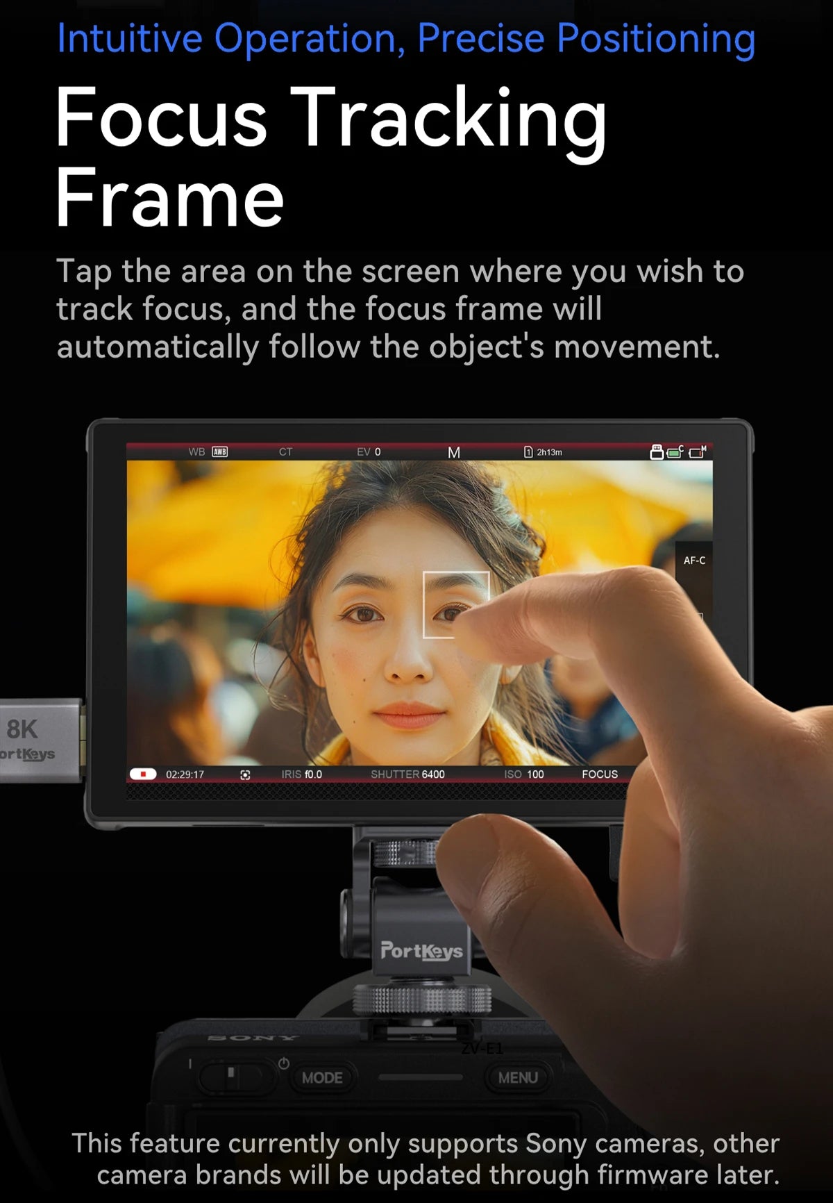 PortKeys LH5C -5.4 Inch On-Camera Monitor with Wired Camera Control/Focus Tracking Frame, 4K 360 Degree Color -Adjustment