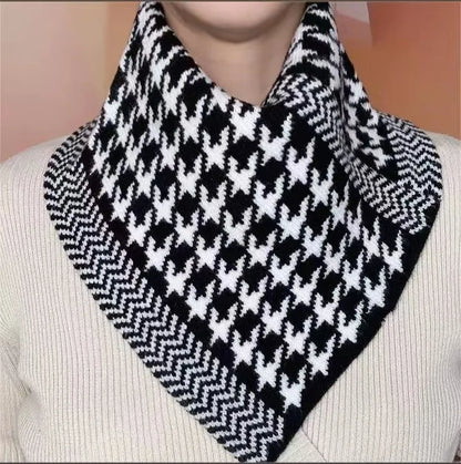 Warm Knitted Scarf with Geometric Pattern, Fashion Winter Neck Warmer for Women and Men, Soft Thick Cold Weather Accessories