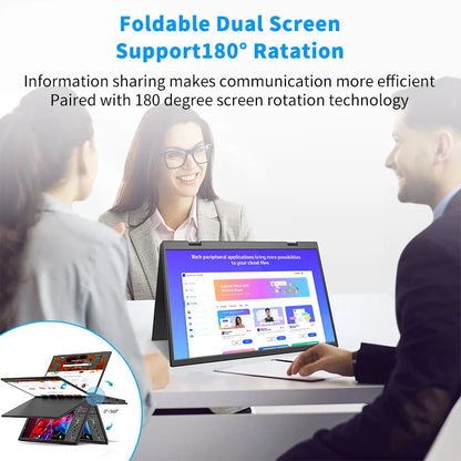 HGFRTEE 15.6 Inch Dual Portable Monitor for Laptop Screen Extender Stackable Foldable 315° Folding Stacked Triple Display